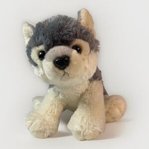 Aurora Plush Gray & White Husky Wolf Dog Destination Nation 10" Stuffed Animal